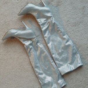 Aldo Slouchy Knee High Boots With Rhinestones